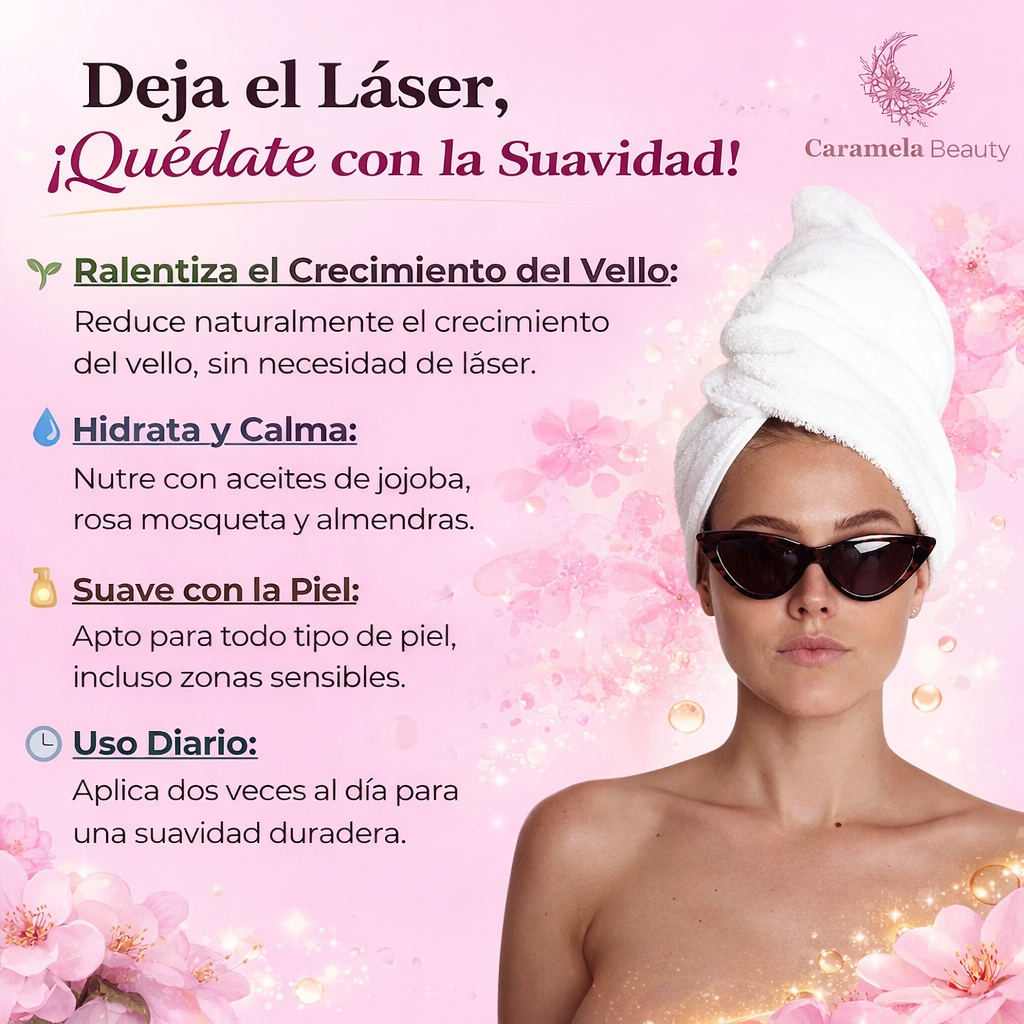 Caramela Beauty Aceite Reductor de Vello – Piel Más Suave y Libre de Irritación